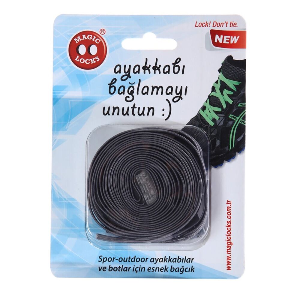 Magic Locks Yassı Ayakkabı Bağcığı Gri