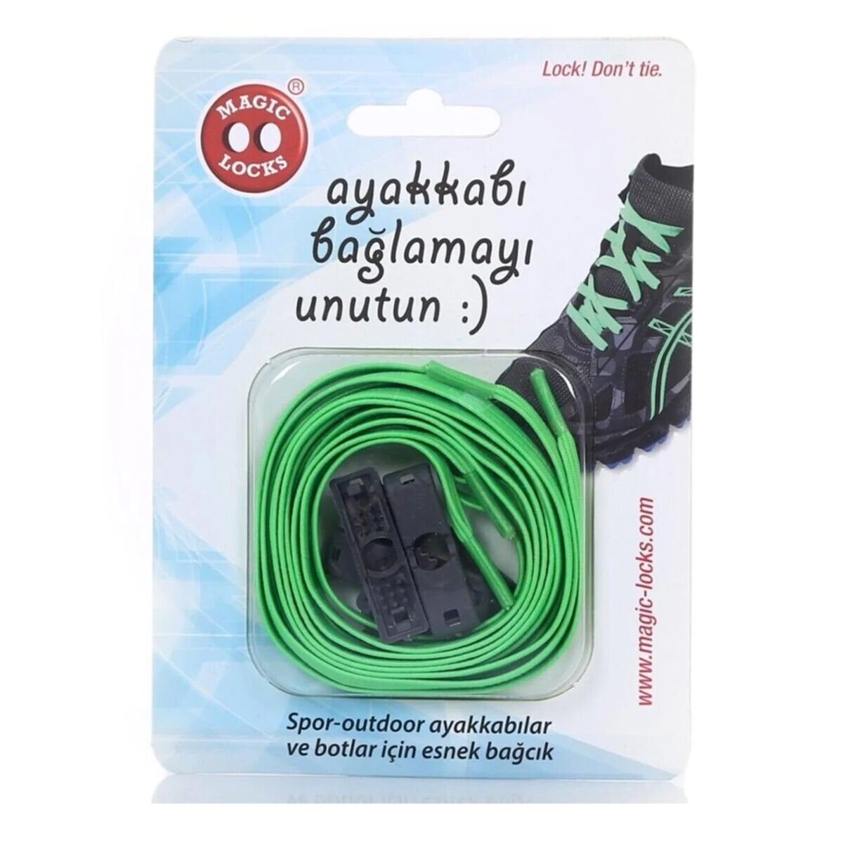 Magic Locks Yassı Ayakkabı Bağcığı Yeşil