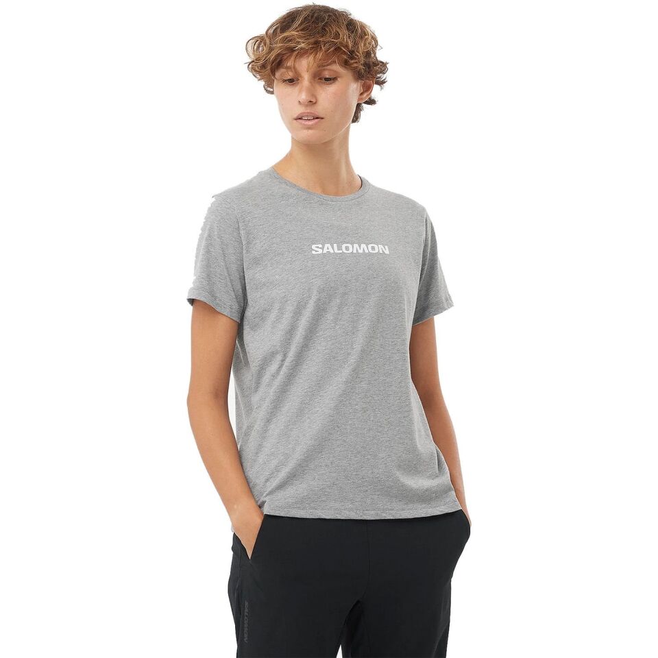 Salomon Logo SS Tee Kadın T-Shirt Gri - L