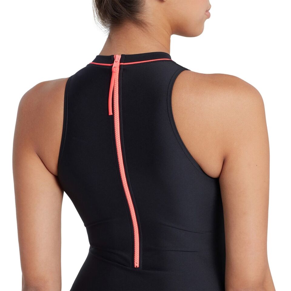 Zoggs Cable Zipped Hi-Neck Kadın Mayosu Siyah - 36