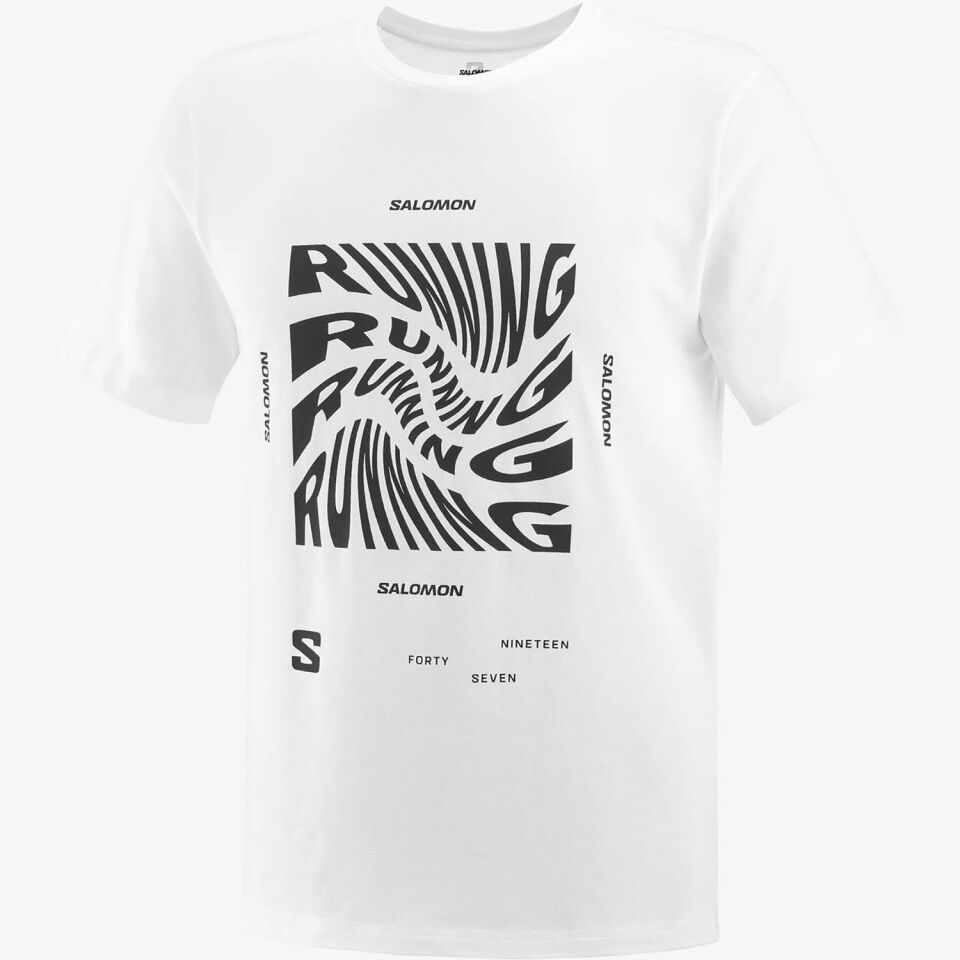 Salomon Running Graphic SS Tee Erkek T-Shirt Beyaz - L