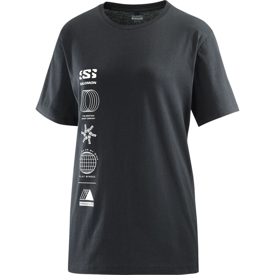 Salomon Logo Combo SS Tee Kadın T-Shirt Siyah - XL