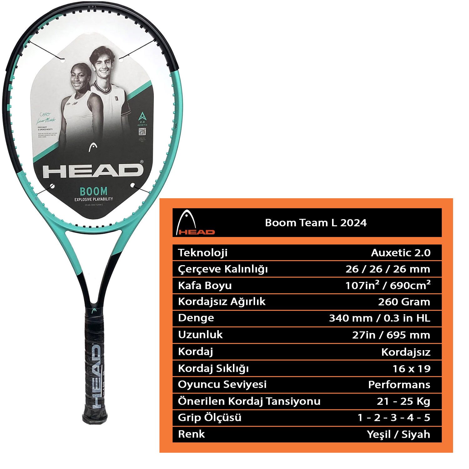 Head Boom Team L 2024 Kordajsız Tenis Raketi