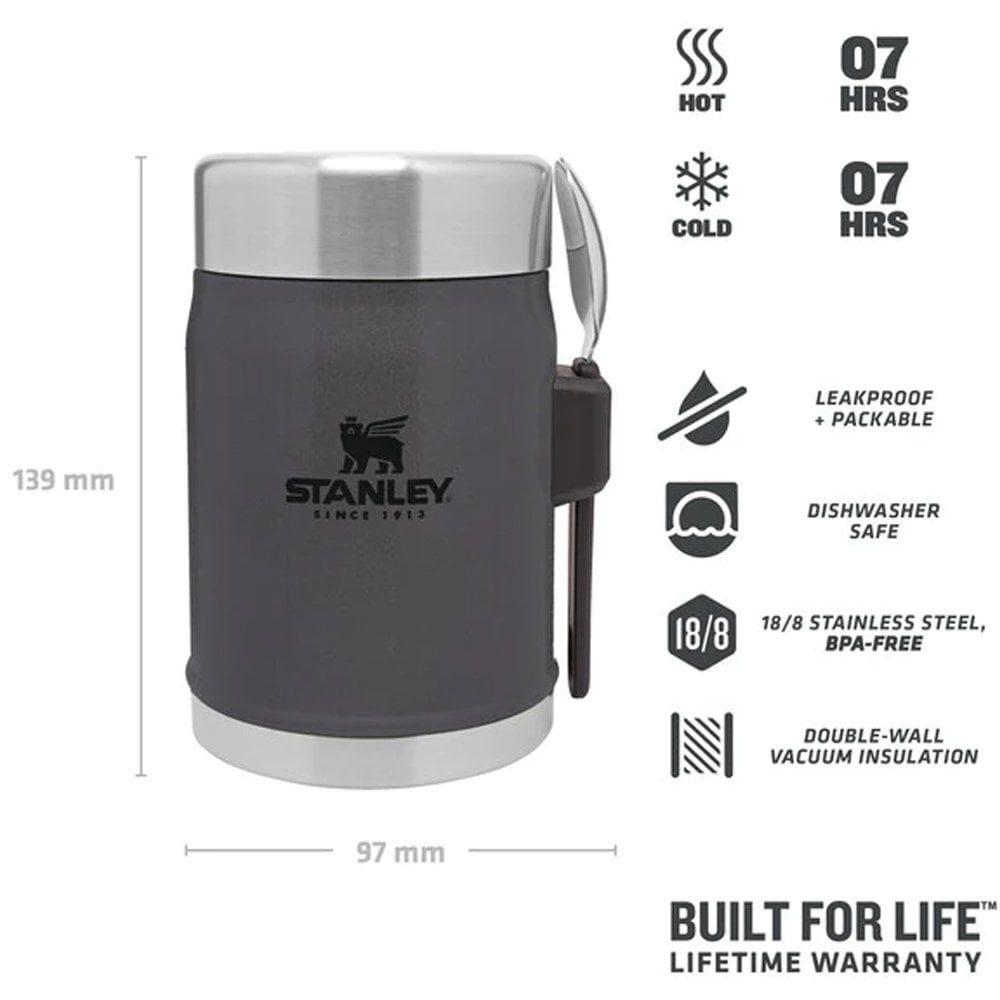 Stanley Klasik Paslanmaz Çelik Yemek Termosu Kaşıklı 0,40 LT Stanley Klasik Paslanmaz Çelik Yemek Termosu Kaşıklı 0,40 LT 0,40 LT - Füme