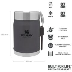 Stanley Klasik Paslanmaz Çelik Yemek Termosu Kaşıklı 0,40 LT Stanley Klasik Paslanmaz Çelik Yemek Termosu Kaşıklı 0,40 LT 0,40 LT - Füme