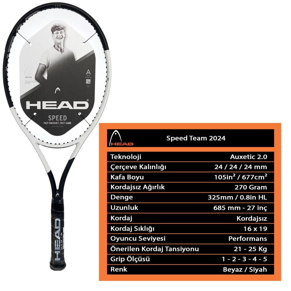 Head Speed Team 2024 Kordajsız Tenis Raketi Siyah - L3