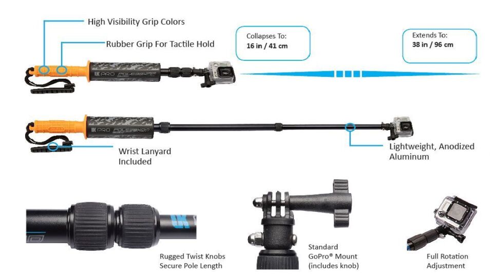 GoPro Hero 5 Black + UKPro 96cm Uzayabilir Monopod Set