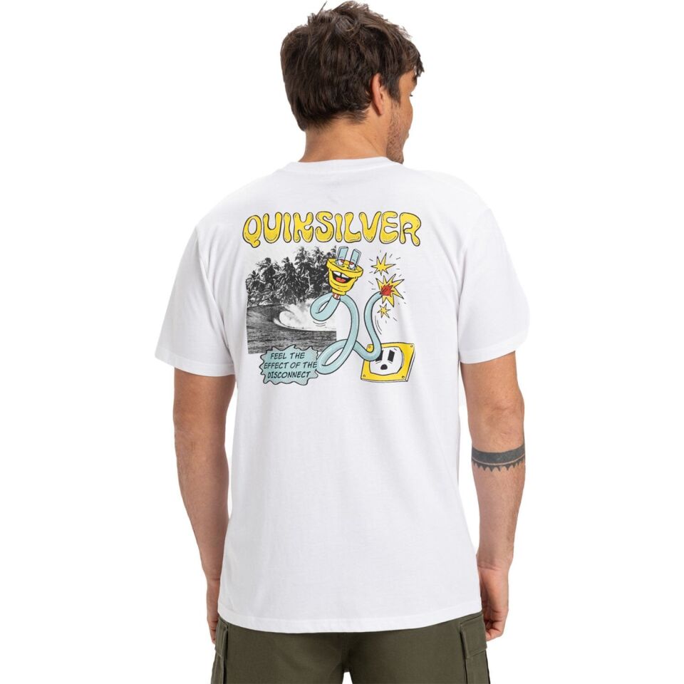 Quiksilver Ev Disconnect Effects Erkek T-Shirt Beyaz - L