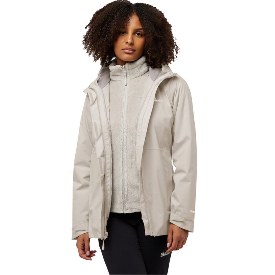 Jack Wolfskin Rotwand 3in1 Kadın Ceket Krem Rengi - M