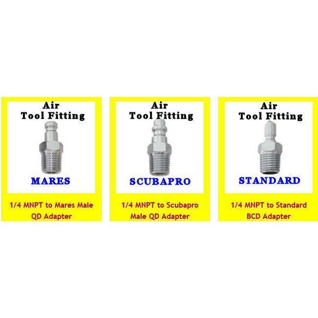 KRAKEN BC Adaptör AD22, Power Standart, Inflator hortumu için kolay bağlantı adaptörü 1/4'' NPT Dişi