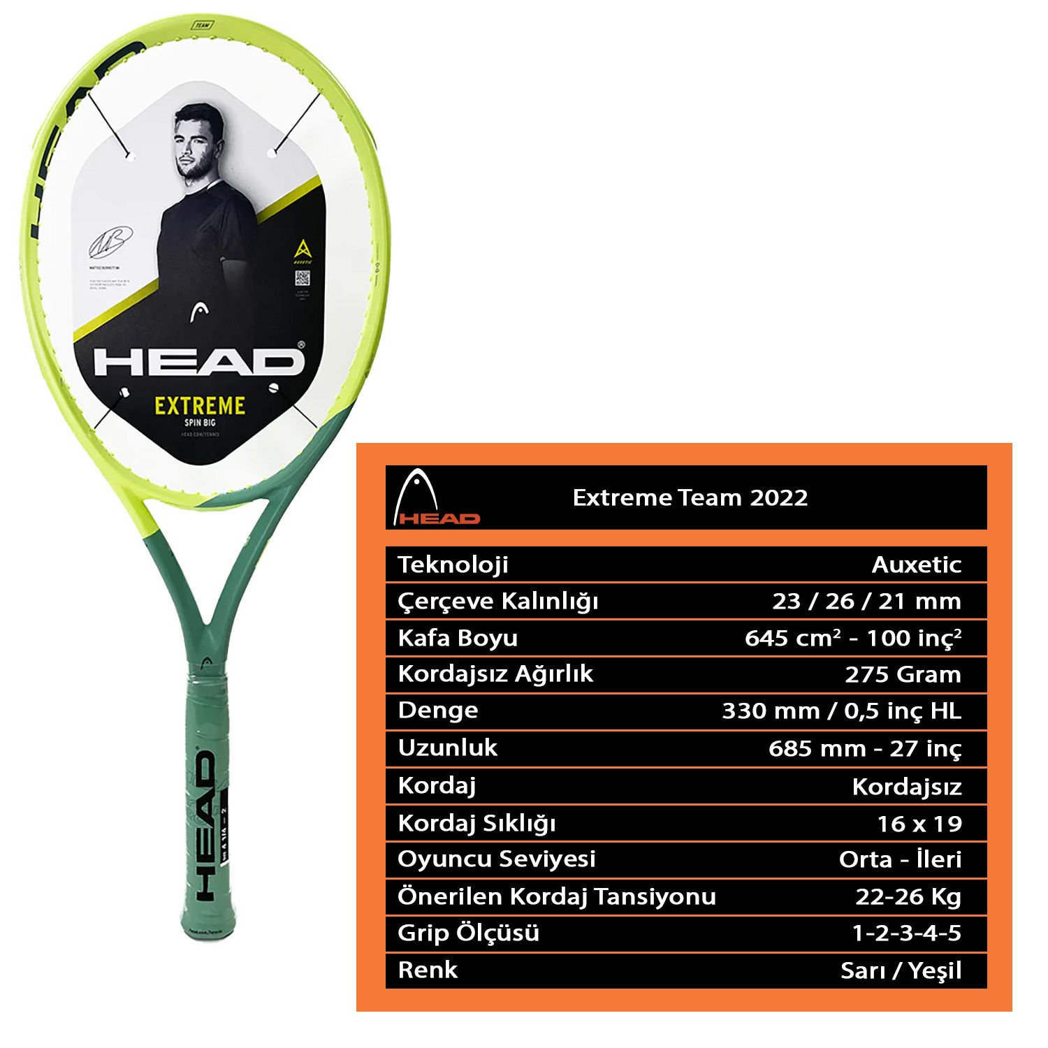 Head Extreme Team 2022 Kordajsız Tenis Raketi