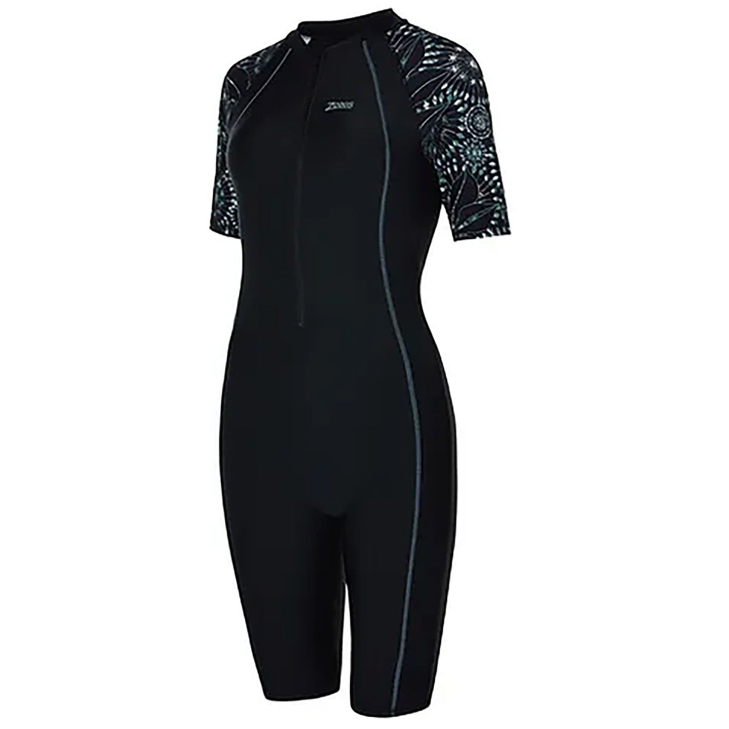 Zoggs Stellar Kneesuit Sleeve Print Kadın Mayosu Siyah - 42