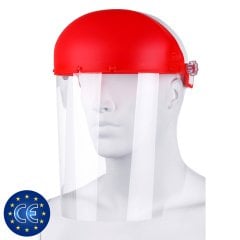 Apnea Face Shield Koruyucu Yüz Siperliği CE ve EN 166 Belgeli Kırmızı