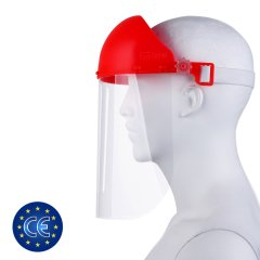 Apnea Face Shield Koruyucu Yüz Siperliği CE ve EN 166 Belgeli Kırmızı