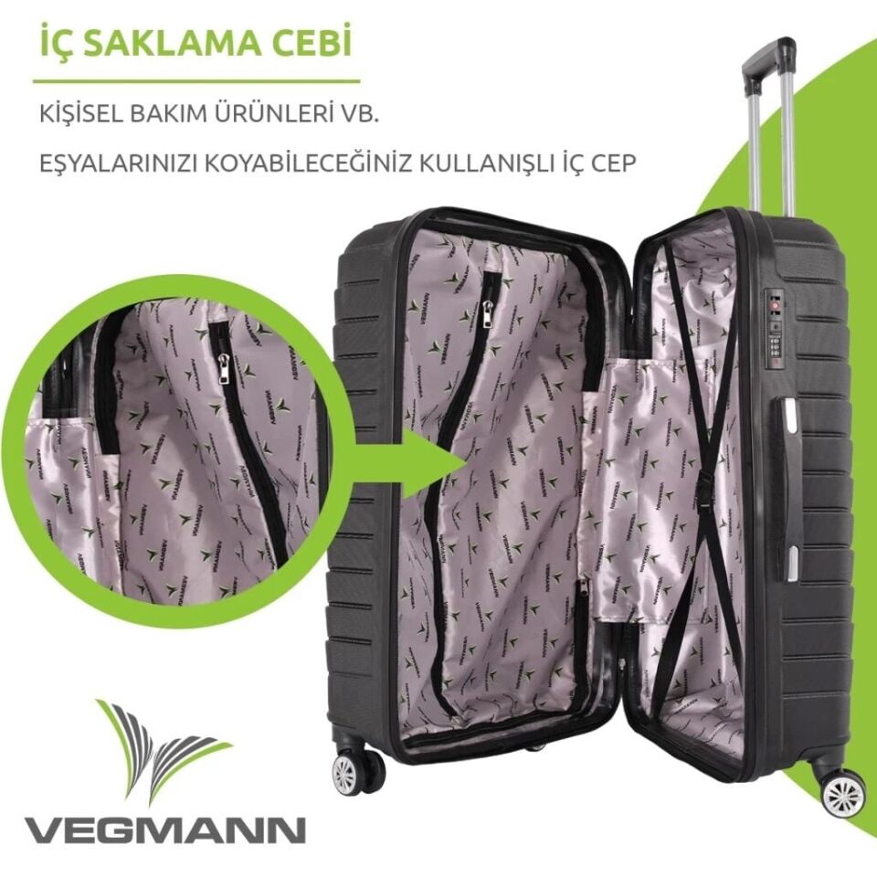 Vegmann Plana Siyah  Valiz L - Siyah