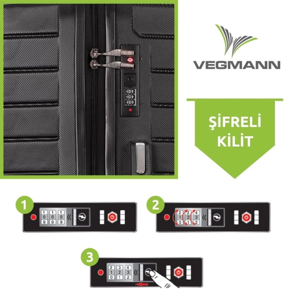 Vegmann Plana Siyah  Valiz L - Siyah