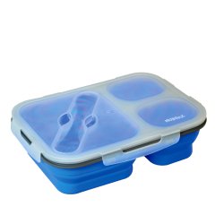 Nurgaz Üç Gözlü Silikon Yemek Seti Mavi