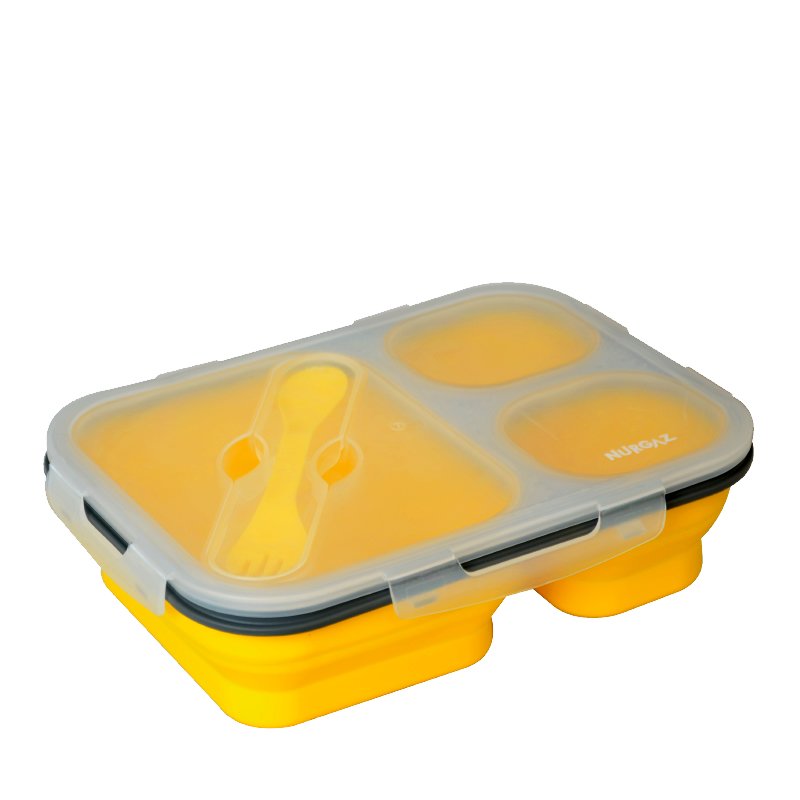 Nurgaz Üç Gözlü Silikon Yemek Seti Sarı