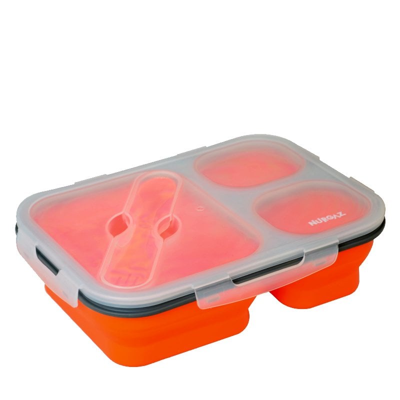 Nurgaz Üç Gözlü Silikon Yemek Seti Turuncu