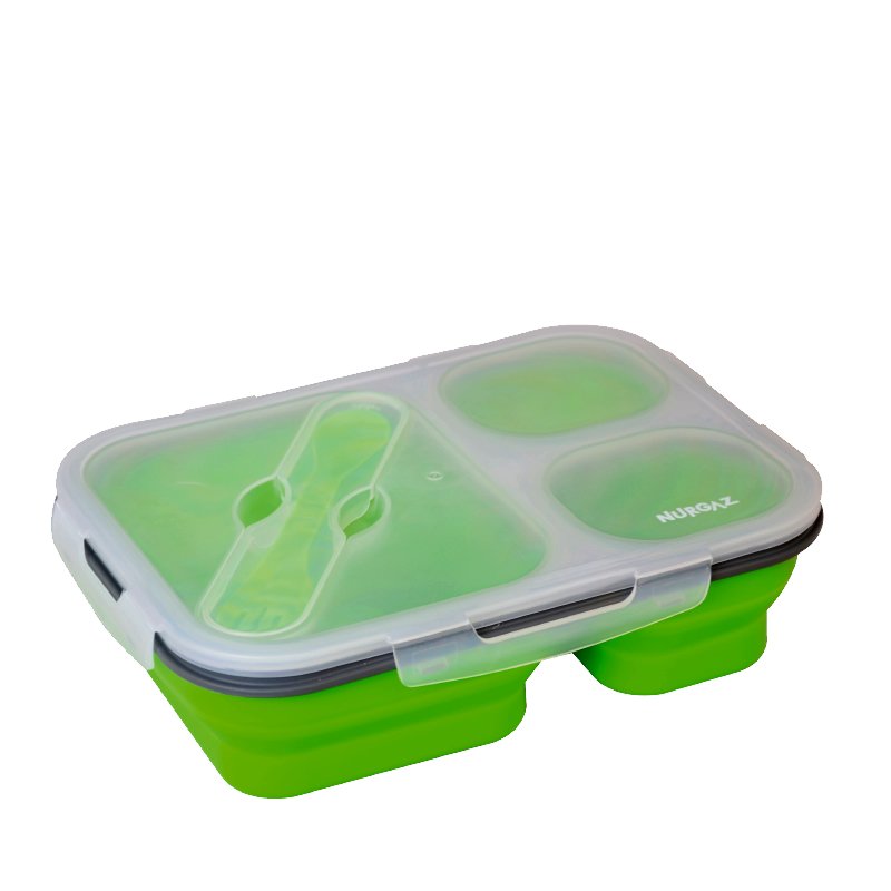 Nurgaz Üç Gözlü Silikon Yemek Seti Yeşil