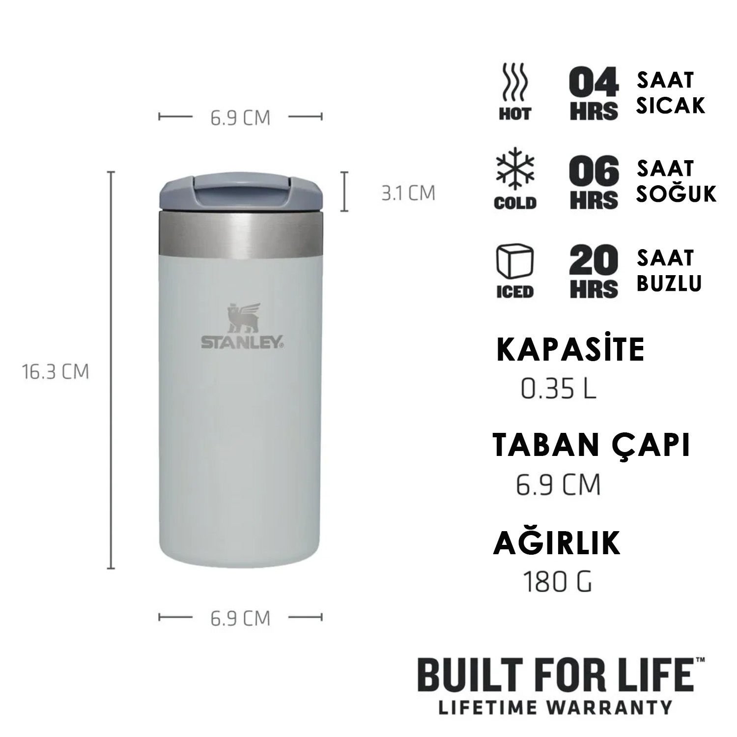 Stanley The AeroLight Transit 0,35L Termos Bardak Gri - 0,35 Litre