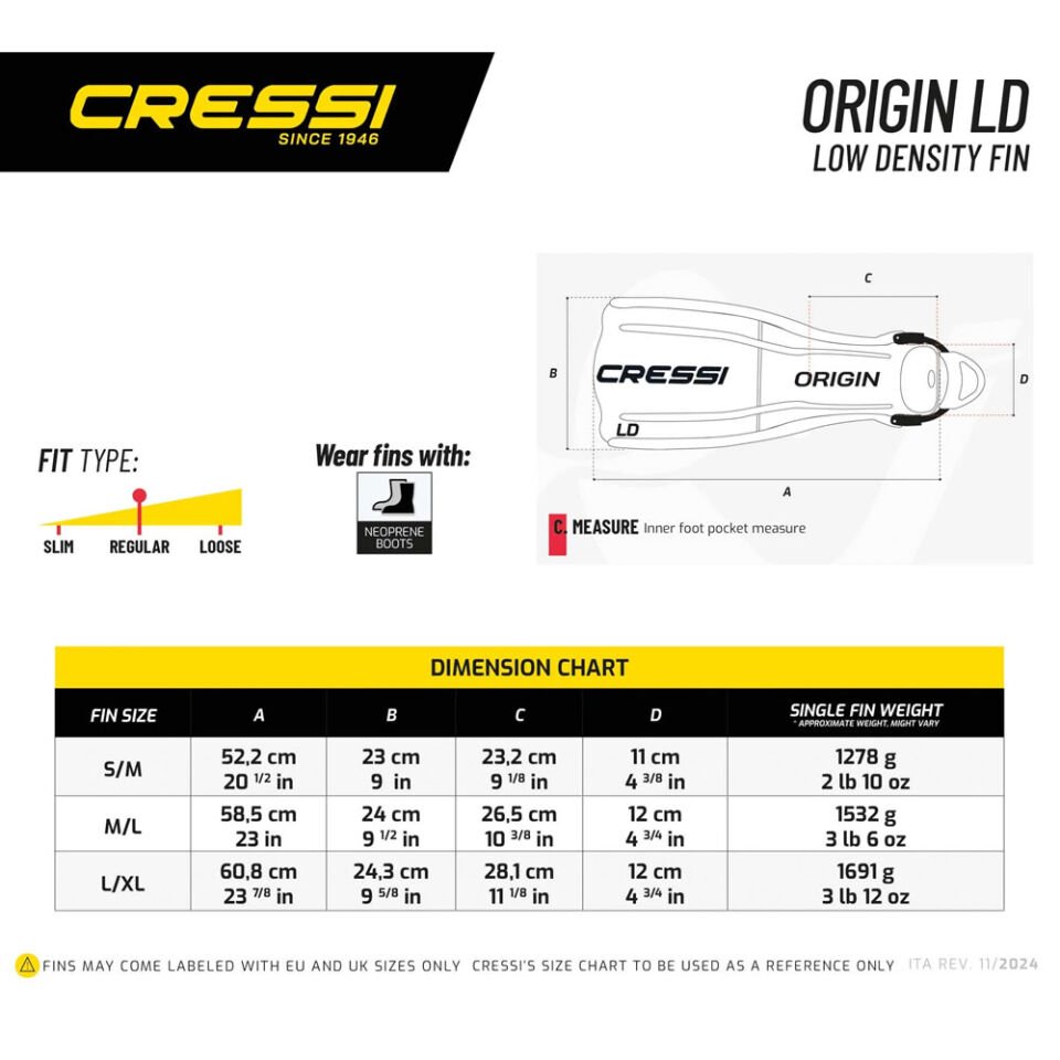 Cressi Origin LD Dalış Paleti BLUE - L/XL